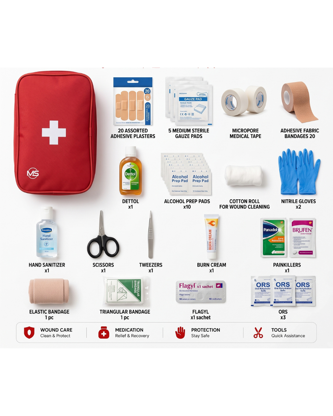 First Aid Kit Premium - 70+ Items Essential for Emergencies